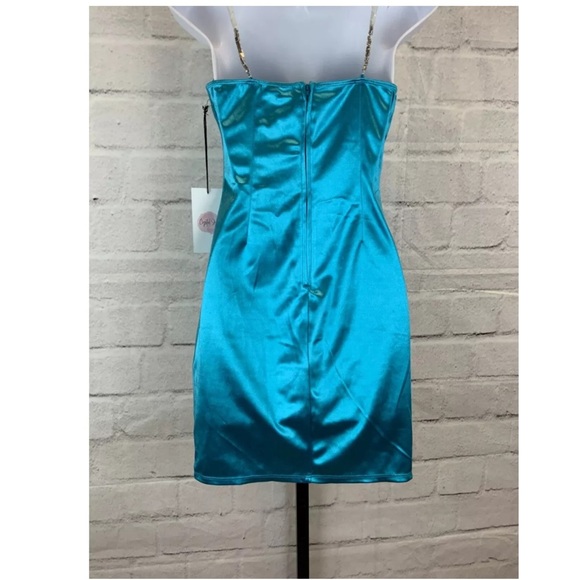 Crystal Sky• Women’s Sweetheart Blue Rhinestones Strap Dress SIZE MEDIUM NWT - Picture 11 of 11